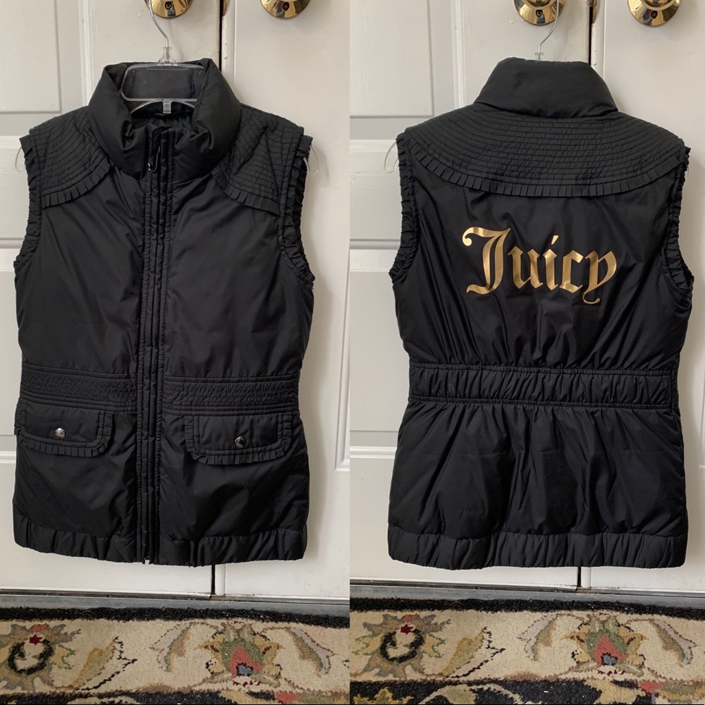Juicy Couture Girls Size 14 Down Zip Black Vest